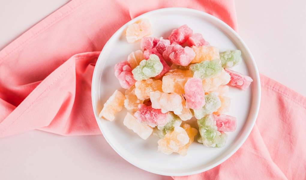 DIY Candy gummies that's in the shape of bears on a white plate